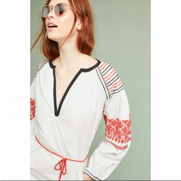 Anthropologie Romy Embroidered Poplin Dress by Valiante  $259 US Size 1 (S) - Picture 3 of 6